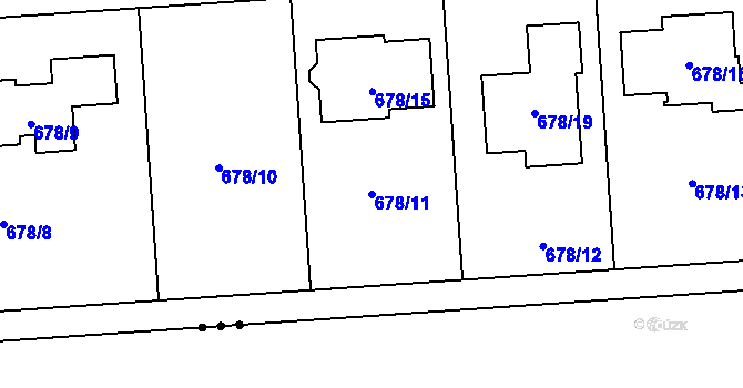 Parcela st. 678/11 v KÚ Chlebičov, Katastrální mapa
