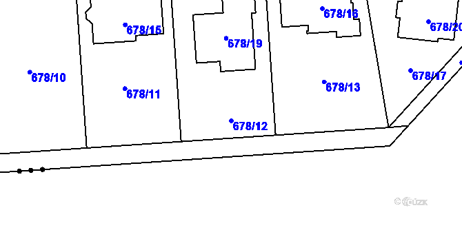 Parcela st. 678/12 v KÚ Chlebičov, Katastrální mapa