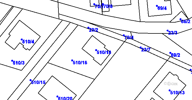 Parcela st. 510/18 v KÚ Chlebičov, Katastrální mapa