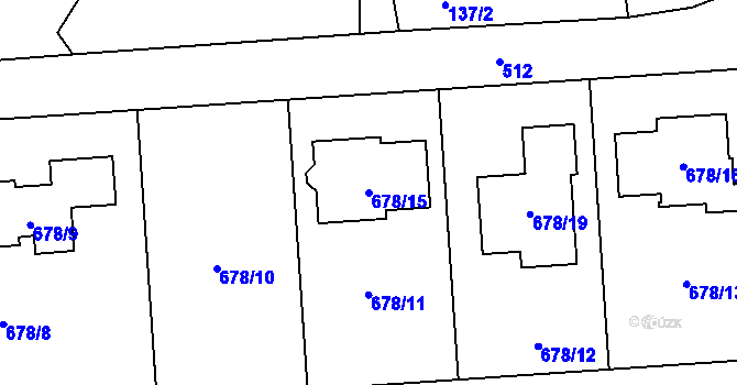 Parcela st. 678/15 v KÚ Chlebičov, Katastrální mapa