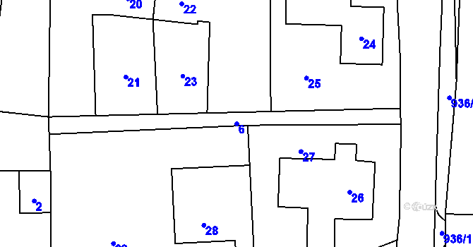 Parcela st. 6 v KÚ Chlebovice, Katastrální mapa