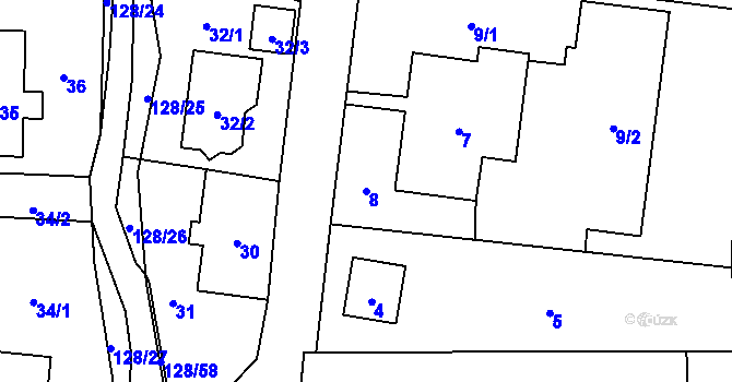 Parcela st. 8 v KÚ Chlebovice, Katastrální mapa