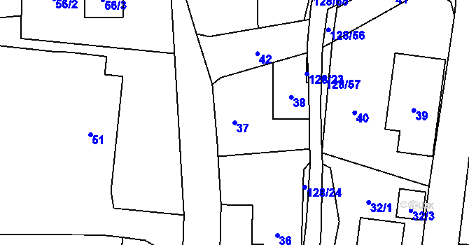 Parcela st. 37 v KÚ Chlebovice, Katastrální mapa