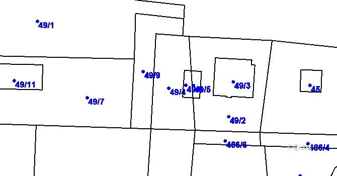 Parcela st. 49/4 v KÚ Chlebovice, Katastrální mapa