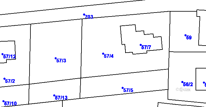 Parcela st. 57/4 v KÚ Chlebovice, Katastrální mapa