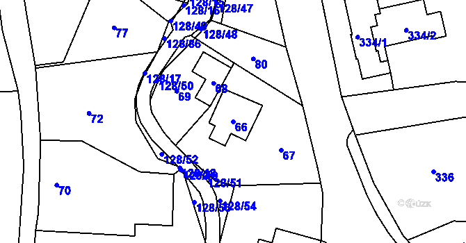 Parcela st. 66 v KÚ Chlebovice, Katastrální mapa