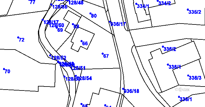 Parcela st. 67 v KÚ Chlebovice, Katastrální mapa