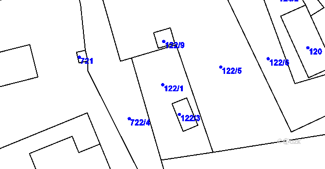 Parcela st. 122/1 v KÚ Chlebovice, Katastrální mapa