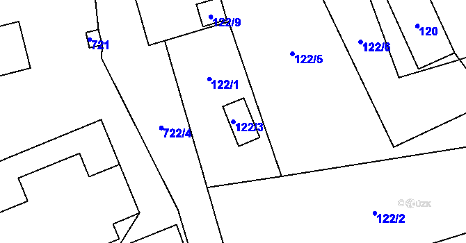 Parcela st. 122/3 v KÚ Chlebovice, Katastrální mapa