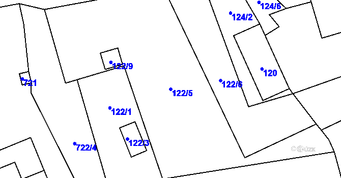Parcela st. 122/5 v KÚ Chlebovice, Katastrální mapa