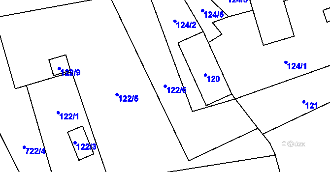Parcela st. 122/6 v KÚ Chlebovice, Katastrální mapa