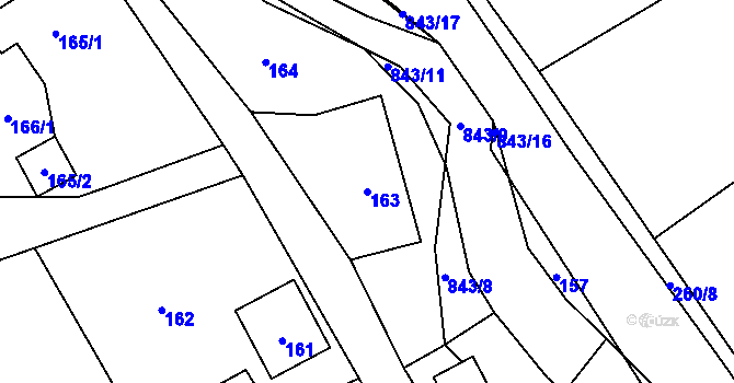 Parcela st. 163 v KÚ Chlebovice, Katastrální mapa