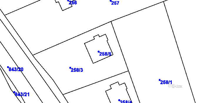 Parcela st. 258/5 v KÚ Chlebovice, Katastrální mapa