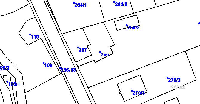 Parcela st. 266 v KÚ Chlebovice, Katastrální mapa