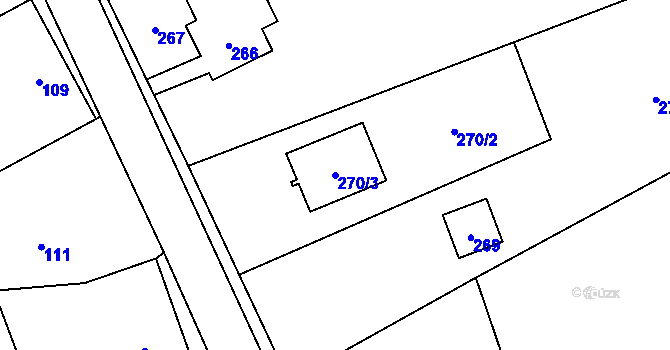 Parcela st. 270/3 v KÚ Chlebovice, Katastrální mapa