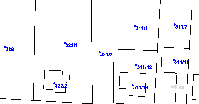 Parcela st. 321/2 v KÚ Chlebovice, Katastrální mapa