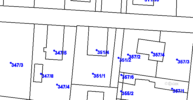 Parcela st. 351/4 v KÚ Chlebovice, Katastrální mapa