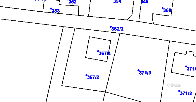 Parcela st. 367/4 v KÚ Chlebovice, Katastrální mapa