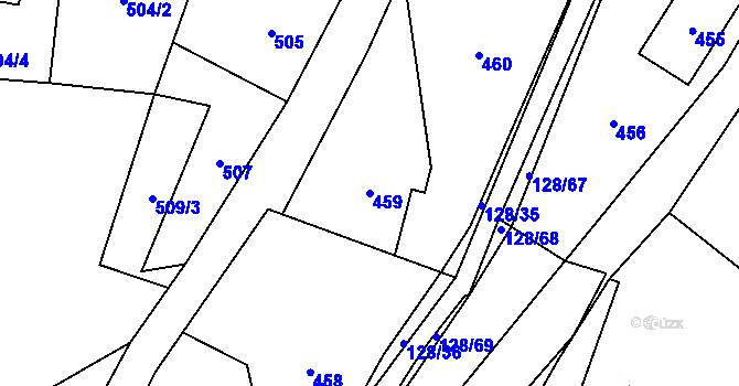 Parcela st. 459 v KÚ Chlebovice, Katastrální mapa