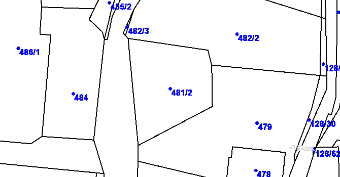Parcela st. 481/2 v KÚ Chlebovice, Katastrální mapa