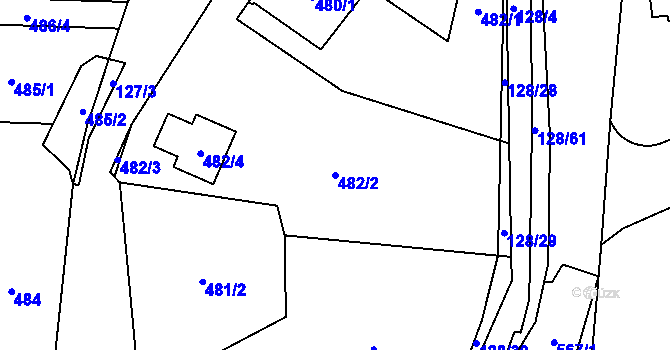 Parcela st. 482/2 v KÚ Chlebovice, Katastrální mapa