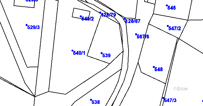 Parcela st. 539 v KÚ Chlebovice, Katastrální mapa