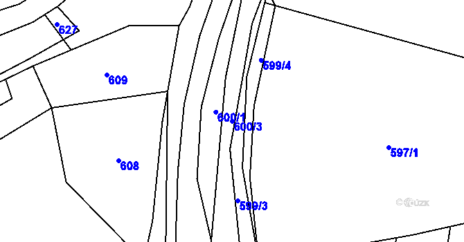 Parcela st. 600/3 v KÚ Chlebovice, Katastrální mapa