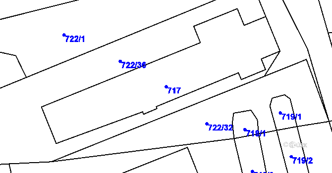 Parcela st. 717 v KÚ Chlebovice, Katastrální mapa