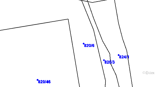 Parcela st. 820/6 v KÚ Chlebovice, Katastrální mapa