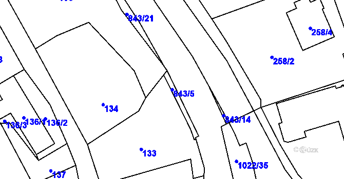 Parcela st. 843/5 v KÚ Chlebovice, Katastrální mapa