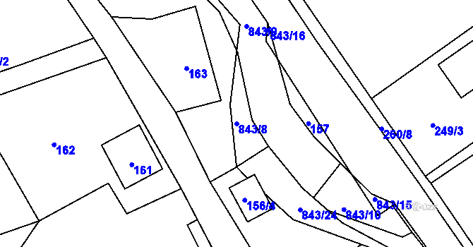 Parcela st. 843/8 v KÚ Chlebovice, Katastrální mapa