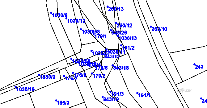 Parcela st. 843/12 v KÚ Chlebovice, Katastrální mapa