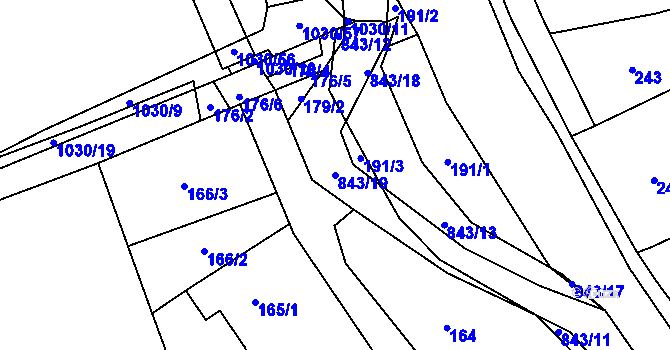 Parcela st. 843/19 v KÚ Chlebovice, Katastrální mapa
