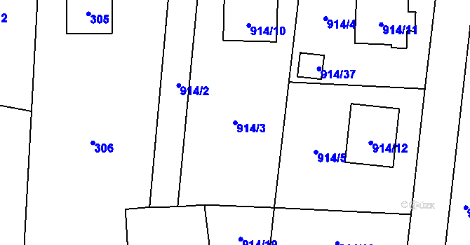Parcela st. 914/3 v KÚ Chlebovice, Katastrální mapa