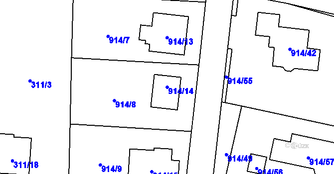 Parcela st. 914/14 v KÚ Chlebovice, Katastrální mapa