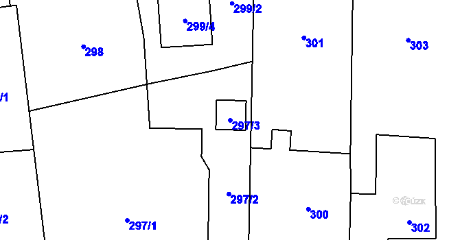 Parcela st. 297/3 v KÚ Chlebovice, Katastrální mapa