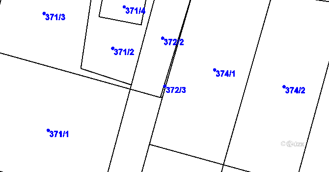 Parcela st. 372/3 v KÚ Chlebovice, Katastrální mapa