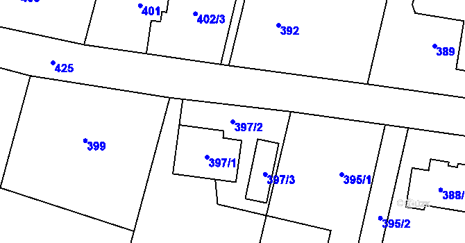 Parcela st. 397/2 v KÚ Chlebovice, Katastrální mapa