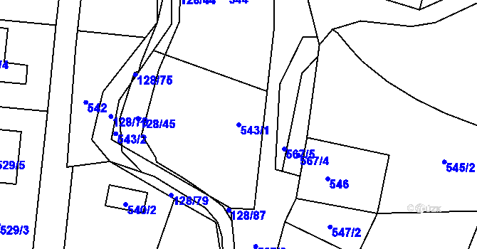 Parcela st. 543/1 v KÚ Chlebovice, Katastrální mapa