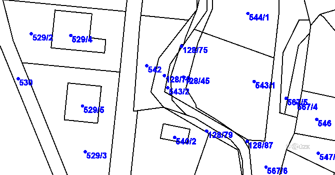 Parcela st. 543/2 v KÚ Chlebovice, Katastrální mapa