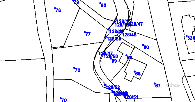 Parcela st. 128/17 v KÚ Chlebovice, Katastrální mapa