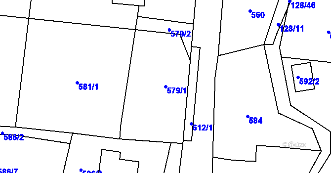 Parcela st. 579/1 v KÚ Chlebovice, Katastrální mapa