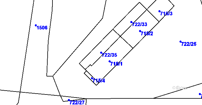 Parcela st. 722/35 v KÚ Chlebovice, Katastrální mapa