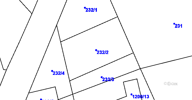 Parcela st. 232/2 v KÚ Chlebovice, Katastrální mapa