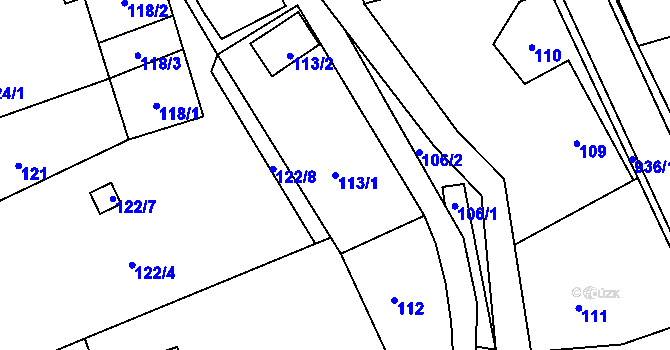 Parcela st. 113/1 v KÚ Chlebovice, Katastrální mapa