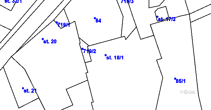 Parcela st. 18/1 v KÚ Chleby u Týnce nad Sázavou, Katastrální mapa
