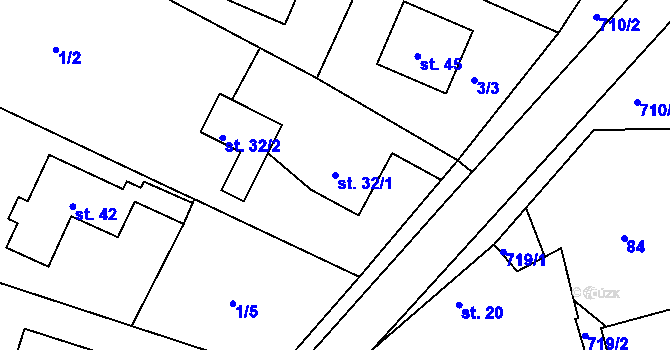 Parcela st. 32/1 v KÚ Chleby u Týnce nad Sázavou, Katastrální mapa