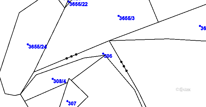 Parcela st. 306 v KÚ Chleby u Týnce nad Sázavou, Katastrální mapa