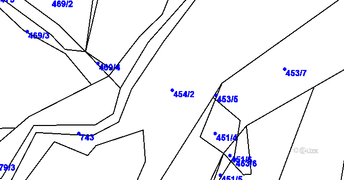 Parcela st. 454/2 v KÚ Chleby u Týnce nad Sázavou, Katastrální mapa