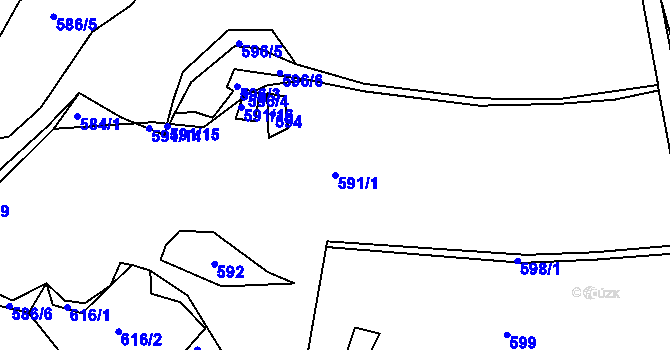 Parcela st. 591/1 v KÚ Chleby u Týnce nad Sázavou, Katastrální mapa